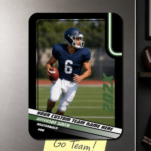 Football Player Custom Gift in Green Photo Magnet