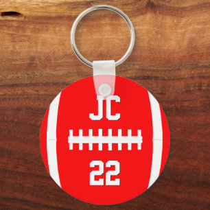 Football Player Custom Initials/Number/Team Colour Key Ring