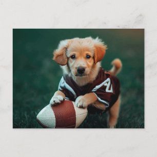 Football player dog postcard