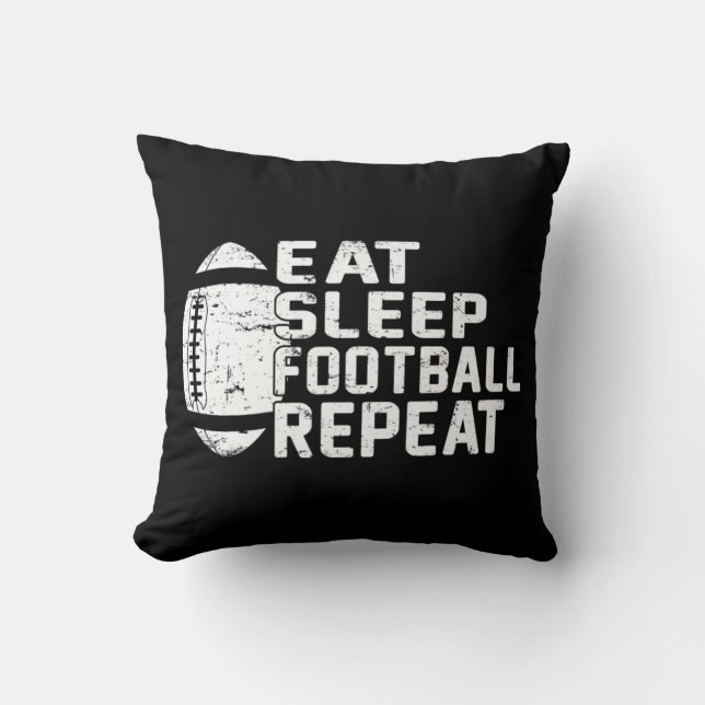 Football Player Eat Sleep Football Repeat Love Foo Cushion (Front)