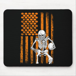 Football Player Fan Gift Skeleton Halloween  Men B Mouse Pad
