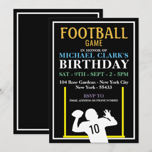Football Player, Football Game Birthday Party Invitation