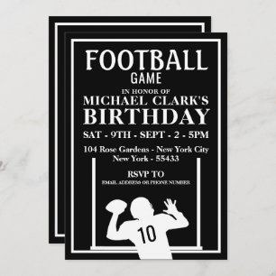Football Player, Football Game Birthday Party Invitation