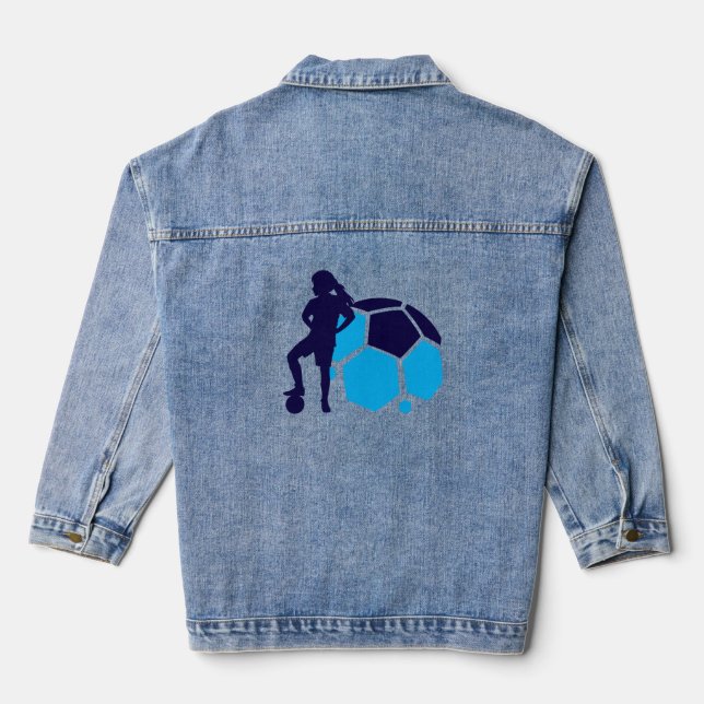 Football Player Girl, Birthday Gift, Team        Denim Jacket (Back)