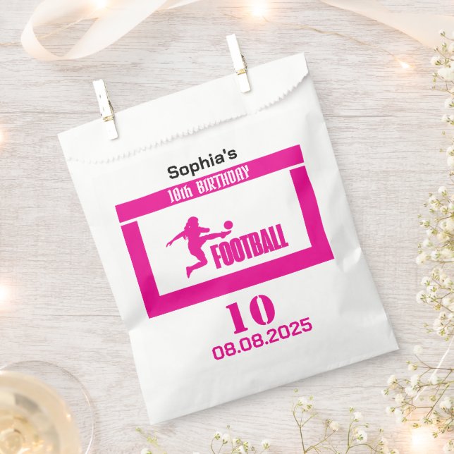 Football Player Girl, Birthday Girl Team  Favour Bag (Clipped)