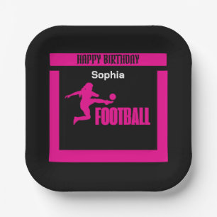 Football Player Girl, Birthday Girl Team  Paper Plate