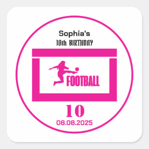 Football Player Girl, Birthday Girl Team  Square Sticker
