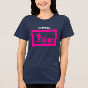 Football Player Girl, Birthday Girl Team Tri-Blend Shirt