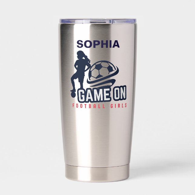 Football Player Girl, Football Girl  Birthday Insulated Tumbler (Front)