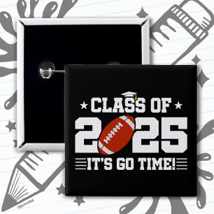 Football Player Graduation Class of 2025 Senior 15 Cm Square Badge