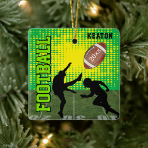 Football 🏈 Player - Green Ceramic Ornament