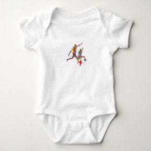 Football player in watercolor baby bodysuit