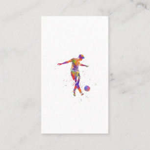 Football player in watercolor business card