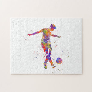 Football player in watercolor jigsaw puzzle