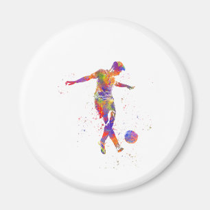 Football player in watercolor magnet