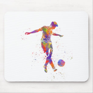 Football player in watercolor mouse pad