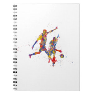 Football player in watercolor notebook