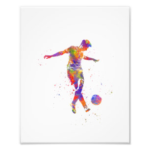 Football player in watercolor photo print