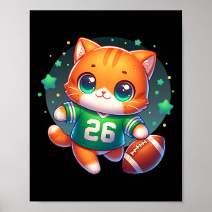 Football Player Kitty Cat Kitten Cute Girls Graphi Poster