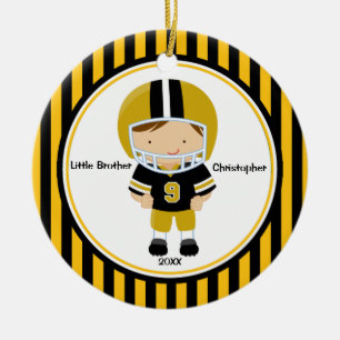 Football Player Little Brother Christmas Ornament