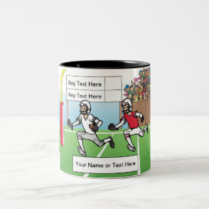 Football Player Male Cartoon by PrintedPerfection Two-Tone Coffee Mug