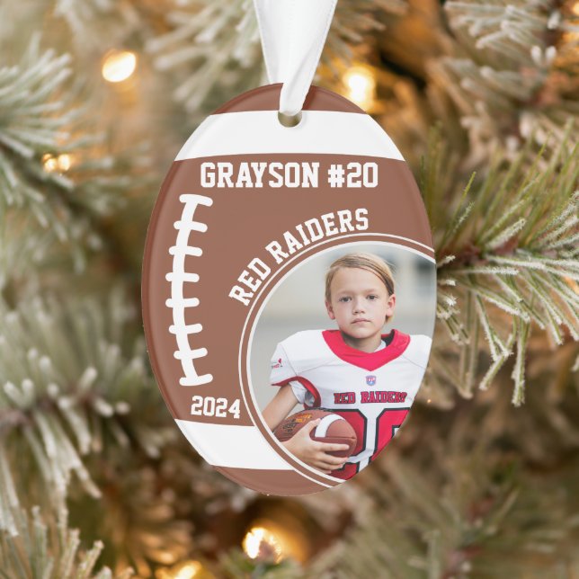 Football Player Name Number Photo Keepsake #20 Ornament (Tree)