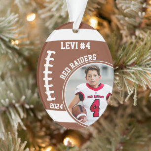 Football Player Name Number Photo Keepsake #4 Ornament