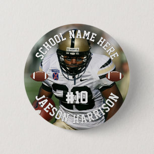 Football Player Name Number Team and Photo Unique 6 Cm Round Badge