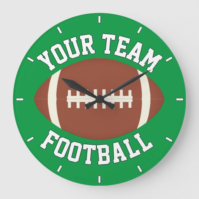 Football Player or Coach Custom Team Name Sports Large Clock (Front)