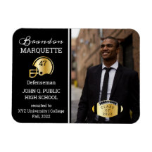 Football Player Photo Black | Gold Graduation