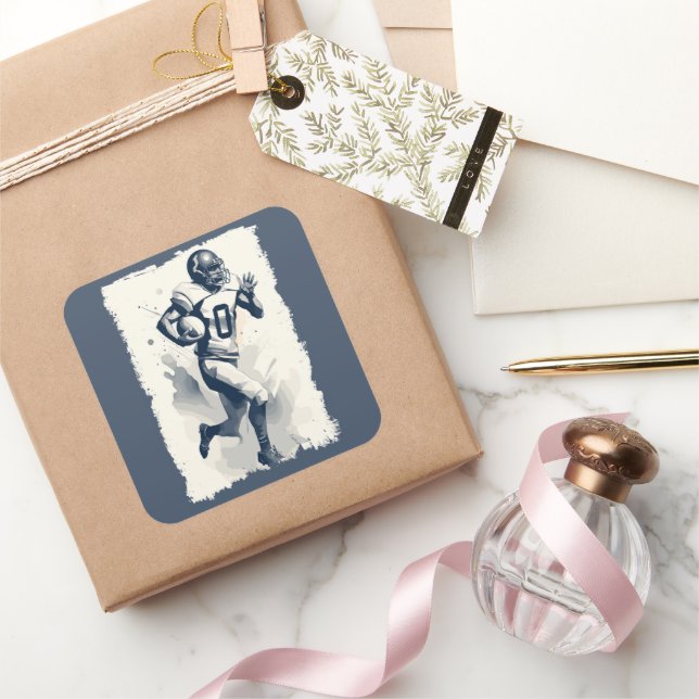 ✪ Football Player Portrait ✪ Abstract Vector Art Square Sticker (Gifting)