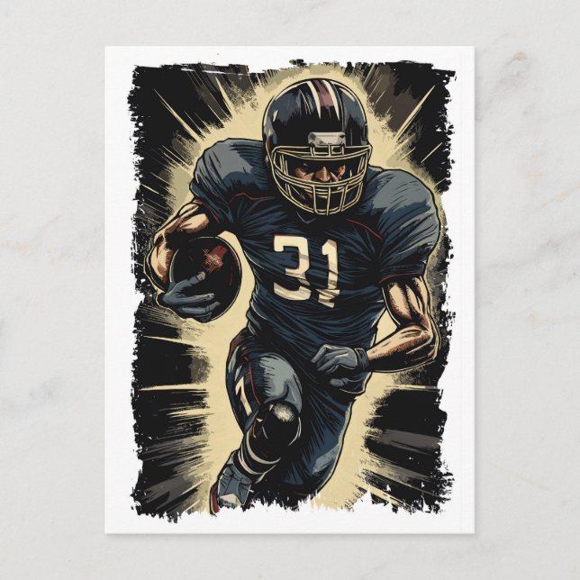 ✪ Football Player Portrait ☛ Abstract Vector NFL Postcard (Front)