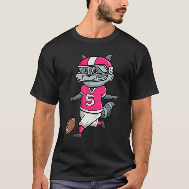 Football Player Raccoon   wild Animal Trash Panda T-Shirt (Front)