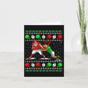 Football Player Reindeer Ugly Christmas Pajama Fun Card