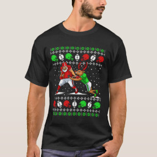 Football Player Reindeer Ugly Christmas Pajama Fun T-Shirt