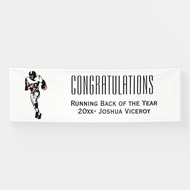 Football Player Running with Football Custom Text Banner (Horizontal)