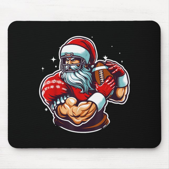Football Player Santa Christmas Pajama Funny X-mas Mouse Pad (Front)