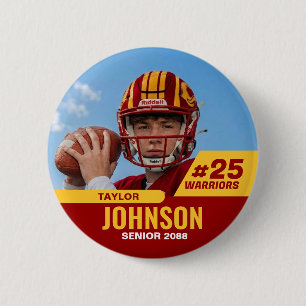 Football Player Senior Night Custom Photo Sports 6 Cm Round Badge