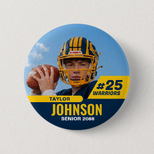 Football Player Senior Night Custom Photo Sports 6 Cm Round Badge