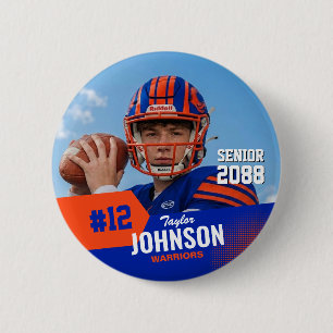 Football Player Senior Night Custom Photo Sports 6 Cm Round Badge