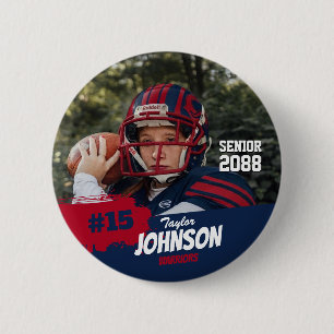 Football Player Senior Night Custom Photo Sports 6 Cm Round Badge
