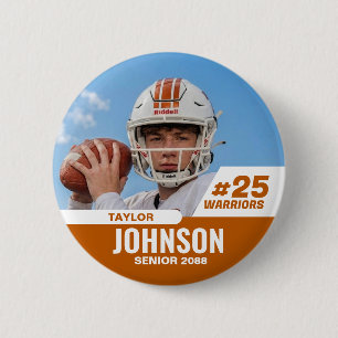 Football Player Senior Night Custom Photo Sports 6 Cm Round Badge