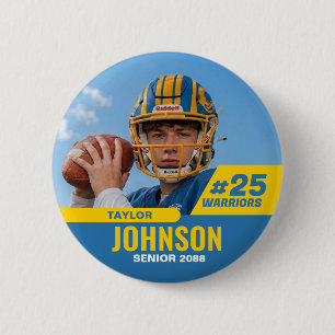 Football Player Senior Night Custom Photo Sports 6 Cm Round Badge