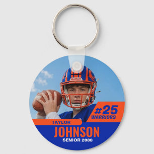 Football Player Senior Night Custom Photo Sports Key Ring