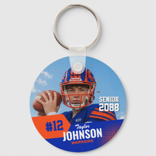 Football Player Senior Night Custom Photo Sports Key Ring