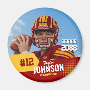 Football Player Senior Night Custom Photo Sports Magnet