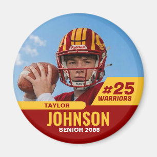 Football Player Senior Night Custom Photo Sports Magnet