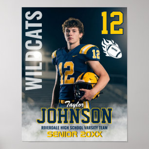 Football Player Senior Night Custom Photo Sports Poster