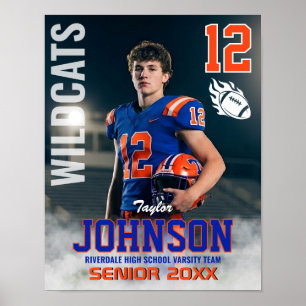 Football Player Senior Night Custom Photo Sports Poster