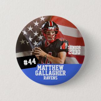 Football Player Senior Night Photo 6 Cm Round Badge